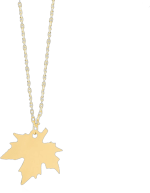 14K Yellow Gold Maple Leaf Pendant Necklace