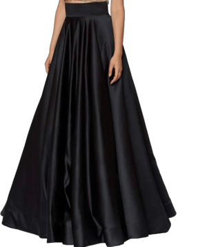 Women's Floor Length High Waist Satin Skirt with Back Zipper Closure