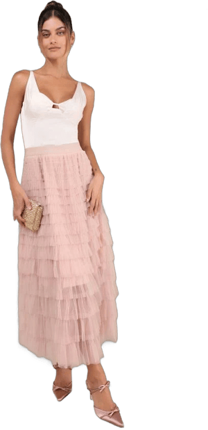 Lulus Tiered Tulle Maxi Skirt