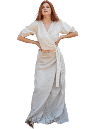 Linen Wrap Maxi Skirt