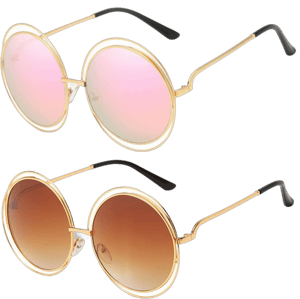 Dollger Women's Oversized Round Metal Sunglasses