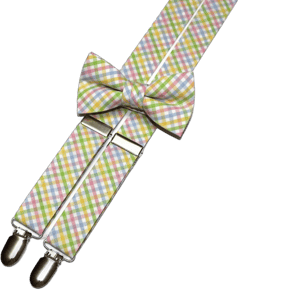 HoBoTies Boys Easter Tattersall Plaid Suspenders