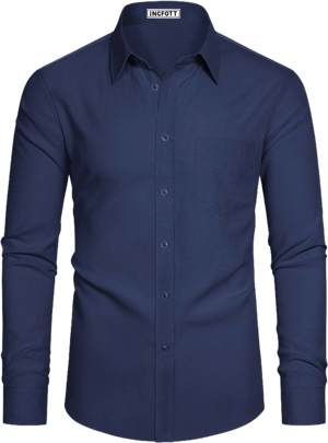 Men's Casual Oxford Long Sleeve Button Down Shirt with Pocket