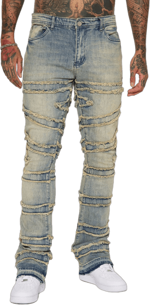 Fashion Nova Men's About Fray Stacked Skinny Flare Jeans