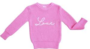 Kids Birdie Bean Pink Love Baby Chunky Knit Sweater