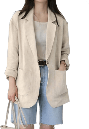 IDEALSANXUN Womens Linen Blazer Casual Long Sleeve Lightweight Spring Summer Jackets