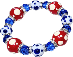 Linpeng Glass Beaded Bracelet for Women 4th of July Red White Blue Polka Dot