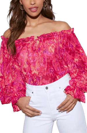 VICI Collection Veronica Off-the-Shoulder Chiffon Top