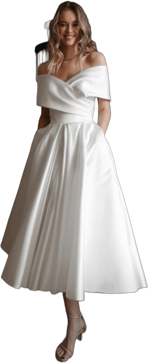 Satin Midi Wedding Dress