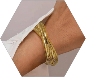 18K Gold Plated Stainless Steel Chunky Stretch Bangles