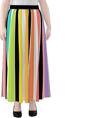 Rainbow Striped Maxi Skirt with Lining