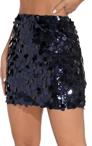 GUANYY Women's Stretchy Sequin Mini Skirt