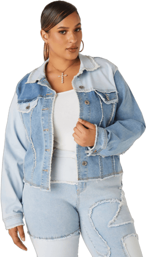 Ashley Stewart Plus Size Patchwork Denim Jacket