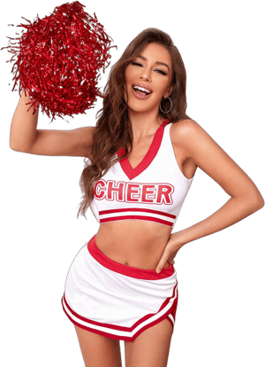 Sexy Cheerleader Role Play Crop Top and Mini Skirt with Pom Poms