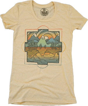 Solid Threads Women's Reflections Vintage Artsy Landscape T-Shirt