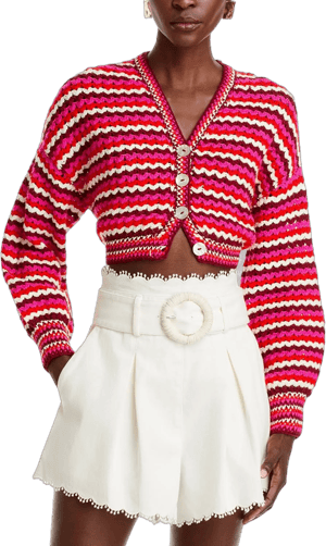 FARM Rio Active Colorful Stripes Crochet Cardigan