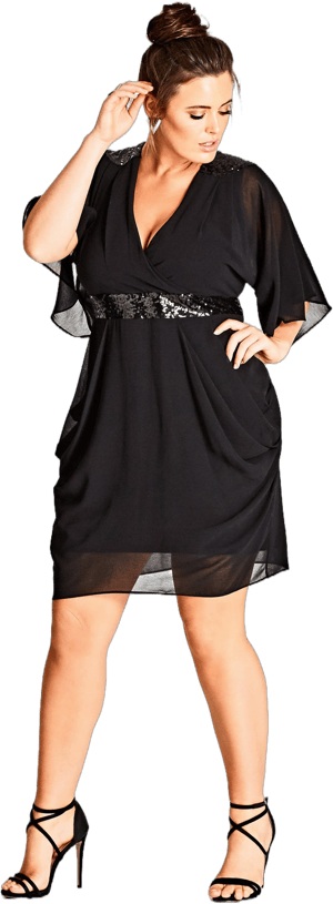 City Chic Women's Plus Size Sequin Wrap Minidress