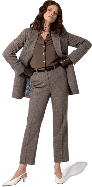 Sumissura High-Waisted Flat-Front Donegal Tweed Slacks