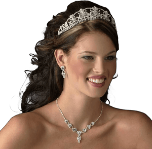 Regal Bridal Tiara with Crystals and Rhinestones in Silver Plating