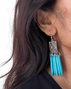 Turquoise Spike Statement Earrings