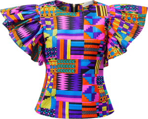 SHENBOLEN Women's Kente Print African Tradition Top