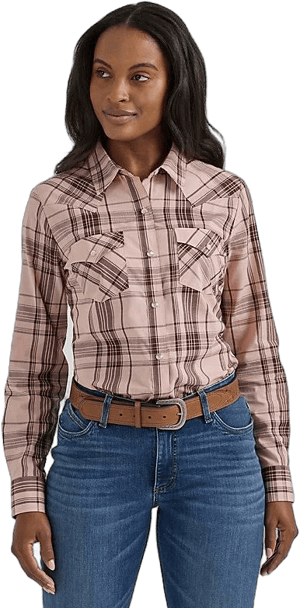 Wrangler Women's Essential Long Sleeve Western Snap Shirt