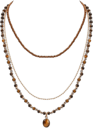 IDEAJOY Bohemian Beaded Choker Necklace for Women Multilayered Natural Stone Beads Necklace with Stone Pendant Boho Strand Statement Necklaces