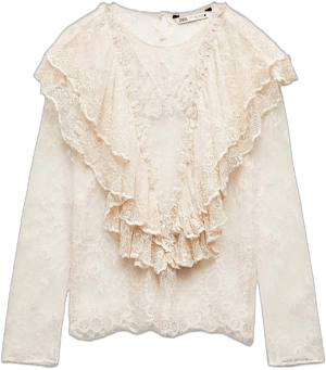 Zara Women's Ruffled Lace Blouse