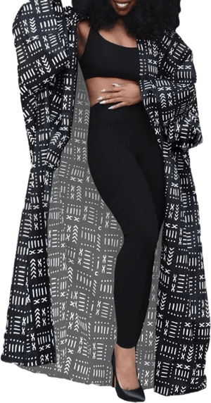 African Dashiki Print Long Cardigan