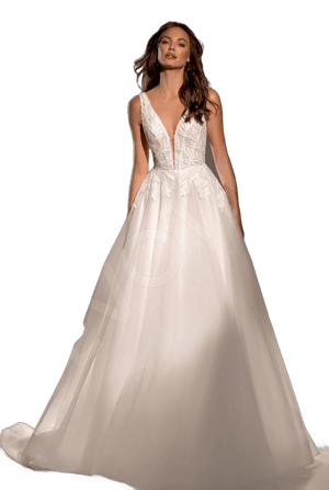 Madonna A-Line Deep V-Neck Wedding Dress