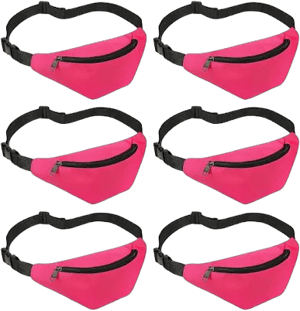 6 Pcs Neon Fanny Pack 80s Adjustable Waist Bags Neon Accessories Lightweight Belt Bags Running Waist Packs with Zipper Adjustable Strap for Women