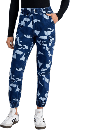 Madden Girl Juniors' High-Rise Camo-Print Cargo Joggers