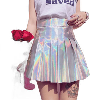 Women's High Waist Holographic Hologram Mini Skirt