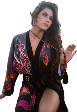 Red Dragon Rising Japanese Kimono Robe