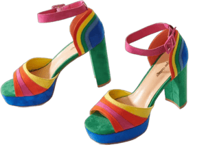 Unique Vintage Rainbow Suede Peep Toe Pumps