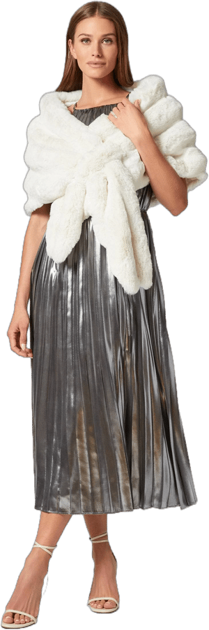 Adrienne Landau Glam Chinchilla Faux Fur Wrap