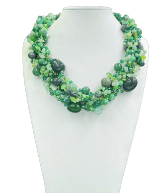 Chunky Bohem Beaded Gemstone Jade Necklace