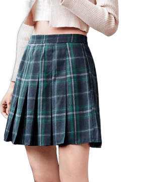 Women's High Waist Pleated Plaid Mini Skirt