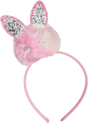 Ho Glitter Bunny Ears Pom-Pom Headband