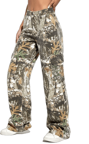 Women's High Waist Baggy Wide Leg Camouflage Pants