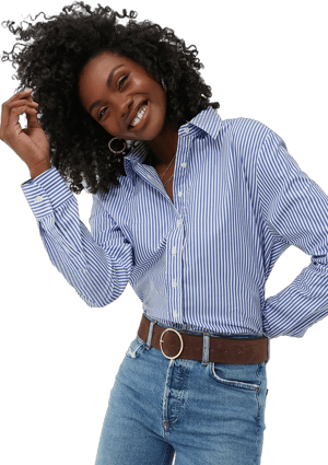 The Shirt by Rochelle Behrens Women's Stripe Boyfriend Shirt