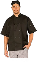 HiLite Classic Black Unisex Short Sleeve Chef Coat - 530BK XL