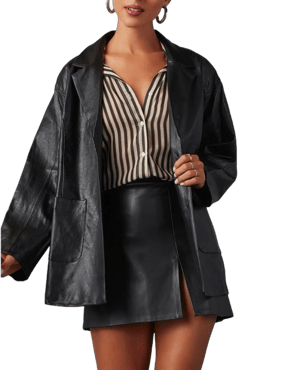 VICI Collection Bryanna Oversize Faux Leather Jacket