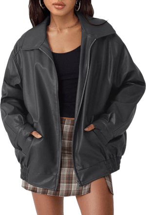 Women's Oversized Faux Leather Jacket