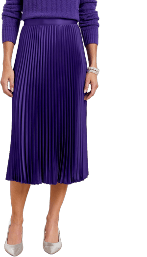 Talbots Women's Misses Pleated Satin Midi Skirt