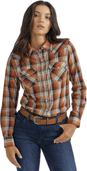 Wrangler Women's Essential Long Sleeve Plaid Shirt