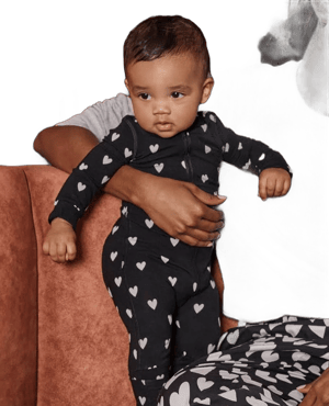 Hanna Andersson Stamped Hearts 2-Way Zip Sleeper Pajamas