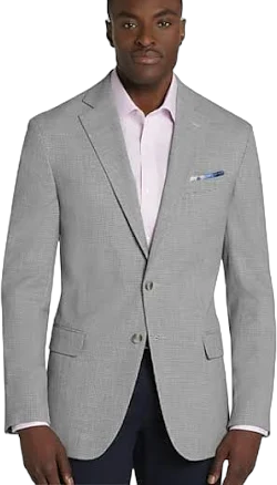 Pronto Uomo Men's Modern Fit Mini Houndstooth Sport Jacket at Men's Wearhouse, Lt Gray Mini Hounstooth - Size: 44 Regular