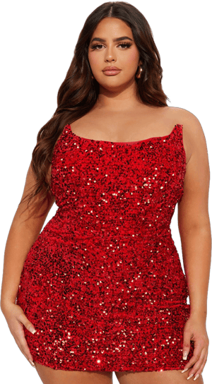 Fashion Nova Embellished High Slit Sleeveless Sequin Mini Dress