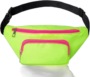 Three Pockets Neon Retro 80s Fanny Pack for Women Men Travel Festival Theme Party Vintage Rave Accessories Plus Size Belt Bag Neon Green